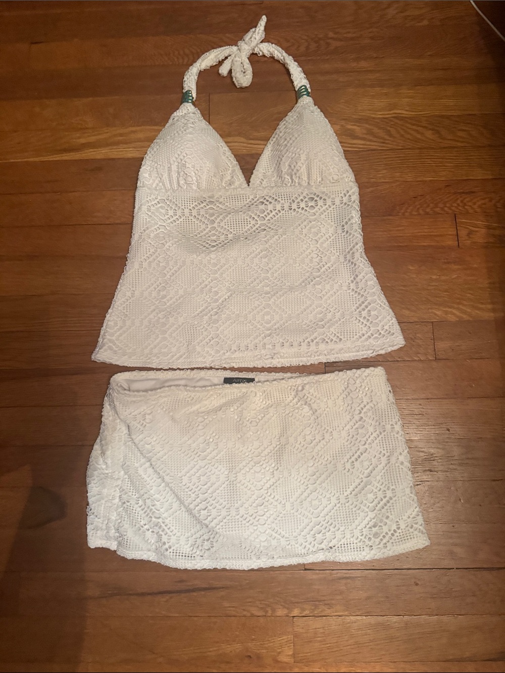 Apt. 9 White Crochet Halter Swim Set